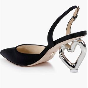 FLASH SALE!!Badgley Mischka Elegant Black Slingback Heels with Silver Heart Heel